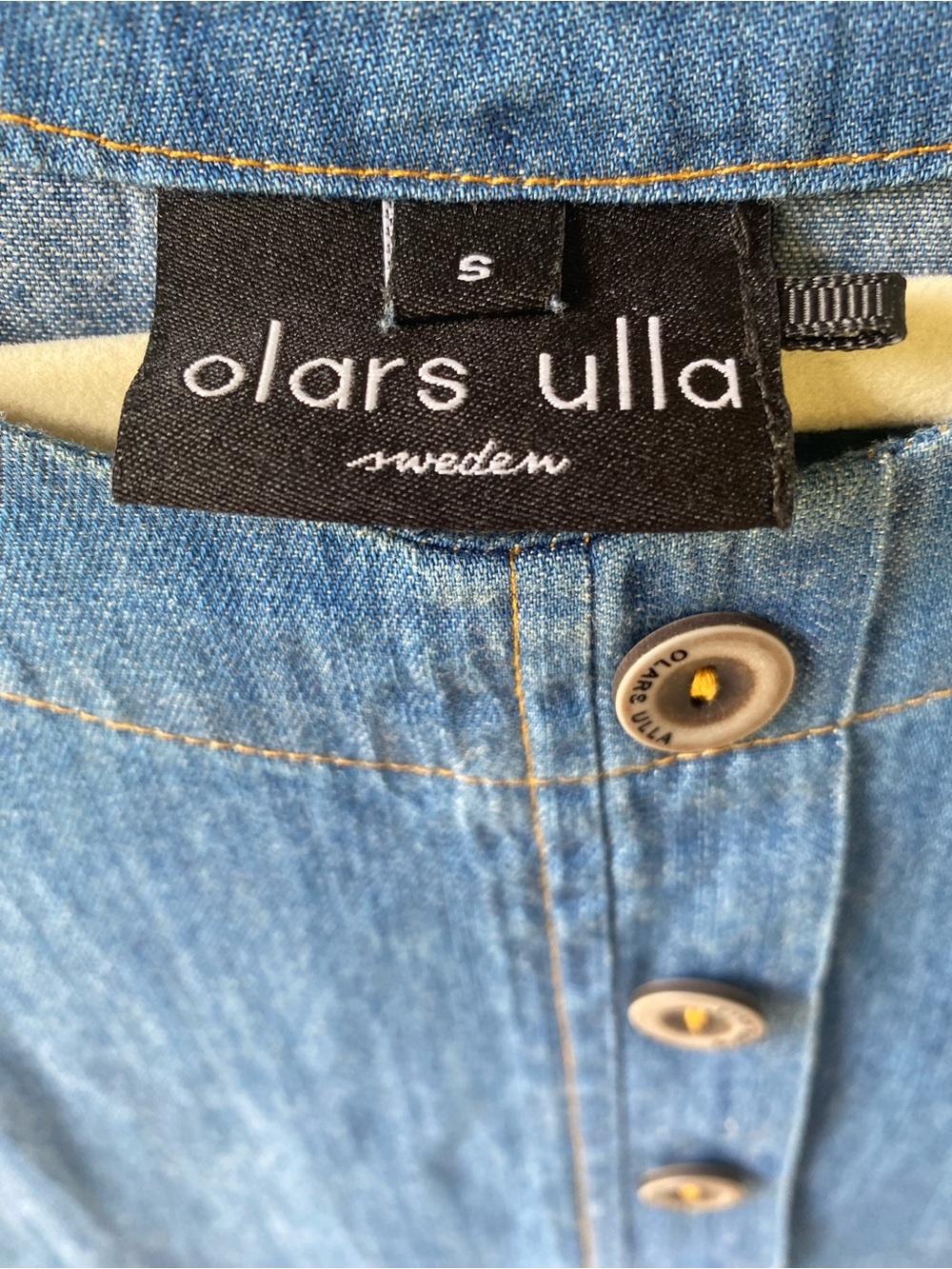 NWOT OLARS ULLA MIDI Denim Jeans Dress Size S Short Sleeves Made In Sweden - Picture 2 of 12